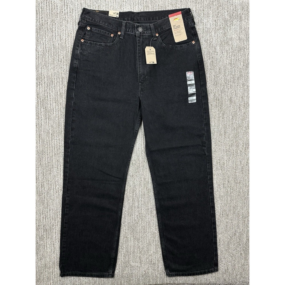 Levi's Jeans Mens 34x32 Black 100% Cotton 565 '97 Loose Straight Denim